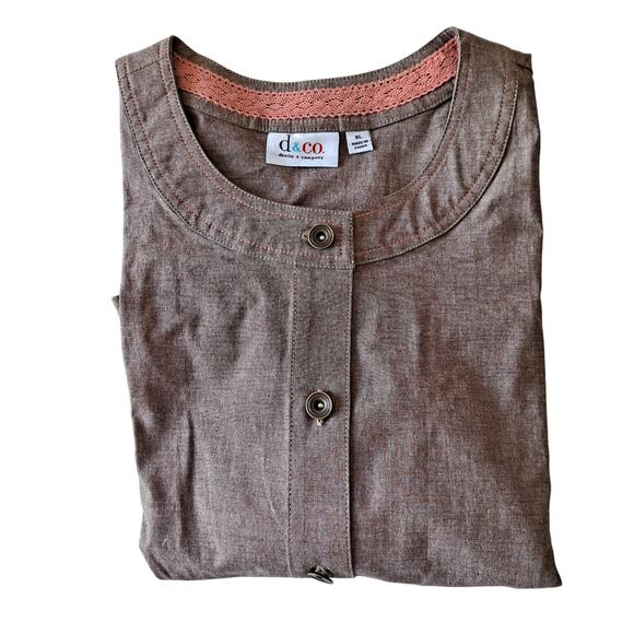 Denim & Co Womens 2 Piece Top and Capri Pants Matching Set Brown Size XL - Picture 8 of 16